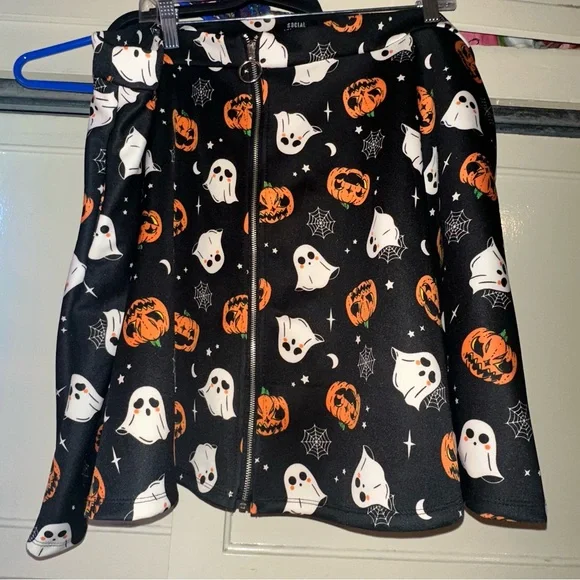 Hot topic pumpkin ghost and web zipper skirt brand new size 3X - Picture 5 of 6